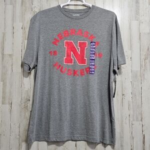 Captivating Nebraska Huskers Gray Red Collegiate Short Sleeve Tee Shirt Size 2XL
